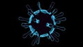 3D model of blue Coronavirus on a black background Royalty Free Stock Photo