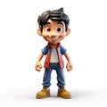 Cartoonish 3d Model Of A Boy On White Background