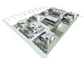 3d model of the building group or complex