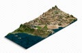 3d model of California USA. Isometric map virtual terrain 3d