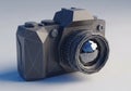 3D model of a camera featuring angular, geometric shapes in metallic Royalty Free Stock Photo