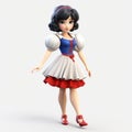 Snow White Cartoon Character Model In Manga Style - 2d And C4d Royalty Free Stock Photo