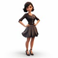 Highly Detailed 3d Render Cartoon Of Ariana In Black Dress