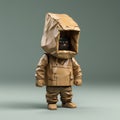 Surrealistic Cartoon Style Plastic Figure In Brown Outfit