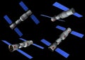 3D model of Chinese space station Tiangong in different positions