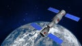 3D model of the Chinese space station Tiangong orbiting the planet Earth