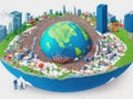 3d model of the city in the form of a globe as concept of world earth day Royalty Free Stock Photo