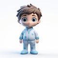 Cartoonish 3d Model Boy In Light Blue Pajamas - Ken Kelly Inspired Design