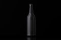 3D model of dark grey beer bottle with cap and label against black background Royalty Free Stock Photo