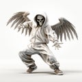 Cute Halloween Urban Angel Dj In Hoodie And Wings