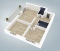 3d model of empty home apartment