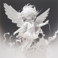 3d model enfant angel , white color, tranquility