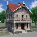 3D model of the family house, detached house, comfortable living ai Generated, generative AI, CGI graphics