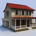 3D model of the family house, detached house, comfortable living ai Generated, generative AI, CGI graphics