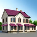 3D model of the family house, detached house, comfortable living ai Generated, generative AI, CGI graphics