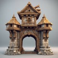 Medieval Entrance Gate 3d Model For Cartoon Post-and-beam Architecture