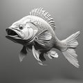 Aggressive Monochromatic 3d Sculpture Of Koi Fish In Water