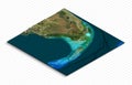 3d model of Florida USA. Isometric map virtual terrain 3d