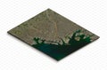 3d model of Haneda, Ota city, Japan. Isometric map virtual terrain 3d for infographic. Geography and topography planet earth