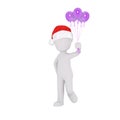 3d model hold purple balloons