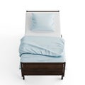 3d model of a hospital bed isolated on a white background. Royalty Free Stock Photo