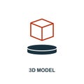 3D Model icon in two color design. Red and black style elements from machine learning icons collection.  Creative 3d model icon. Royalty Free Stock Photo