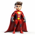 Youthful Superhero With Red Cape: 3d Illustration