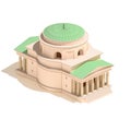 3d model isometric Christian church icon building illustration on white background