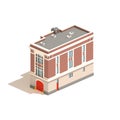 3d model isometric fire station isolated on white background