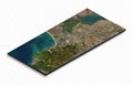 3d model of Jimbaran beach, Bali Indonesia, Japan. Isometric map virtual terrain 3d for infographic. Geography and topography