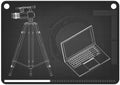 3d model of laptop and camcorder with a tripod Royalty Free Stock Photo