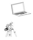 3d model of laptop and camcorder with a tripod Royalty Free Stock Photo