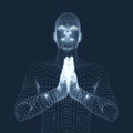 3D Model of Man. Man who prays. Concept for Religion.