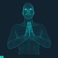 3D Model of Man. Man who prays. Concept for Religion, Worship, Love and Spirituality. Royalty Free Stock Photo