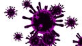 3D model of many purple Coronavirus on a white background
