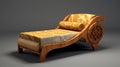 Luxury Lounger With Intricate Wood Details - 3d Model