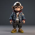 Urban Fashion Monkey: A Cute 3d Cartoon Chimp In Hip-hop Inspired Attire