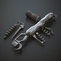 3D model of Multitool bottle opener with additional functionality and accessories
