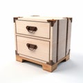 Vintage Wooden Nightstand With Two Drawers - Ambient Occlusion Style