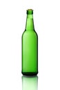 3d model of one green bottle. Glass beer bottle isolated on white Royalty Free Stock Photo