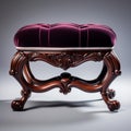 Stunning Velvet Victorian Foot Stool With Golden Frame - Uhd Image