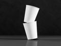 3d model of paper cups on the plane under natural light. Black b