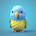 Isometric Budgerigar Emoji In Soft Colors And Matte Clay Texture
