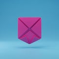 A 3D model of a pink, geometric envelope-shaped object is centered against a solid Royalty Free Stock Photo