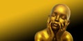 3d model portrait of a bald golden woman on a yellow background Royalty Free Stock Photo