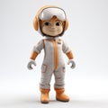 Charming Child Astronaut In A Clean And Streamlined 3d Model Suit