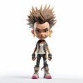 Intense Gaze: 3d Character Model With Mohawks And Sneakers