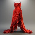 Hyper Realistic Red Dress: Photorealistic Rendering With Elaborate Drapery