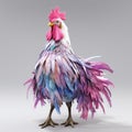 Colorful Zbrush Rooster Sculpture For Idm Hen With Realistic Rendering