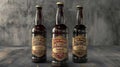3D model of Rustic and vintage inspired beer bottle labeling Royalty Free Stock Photo